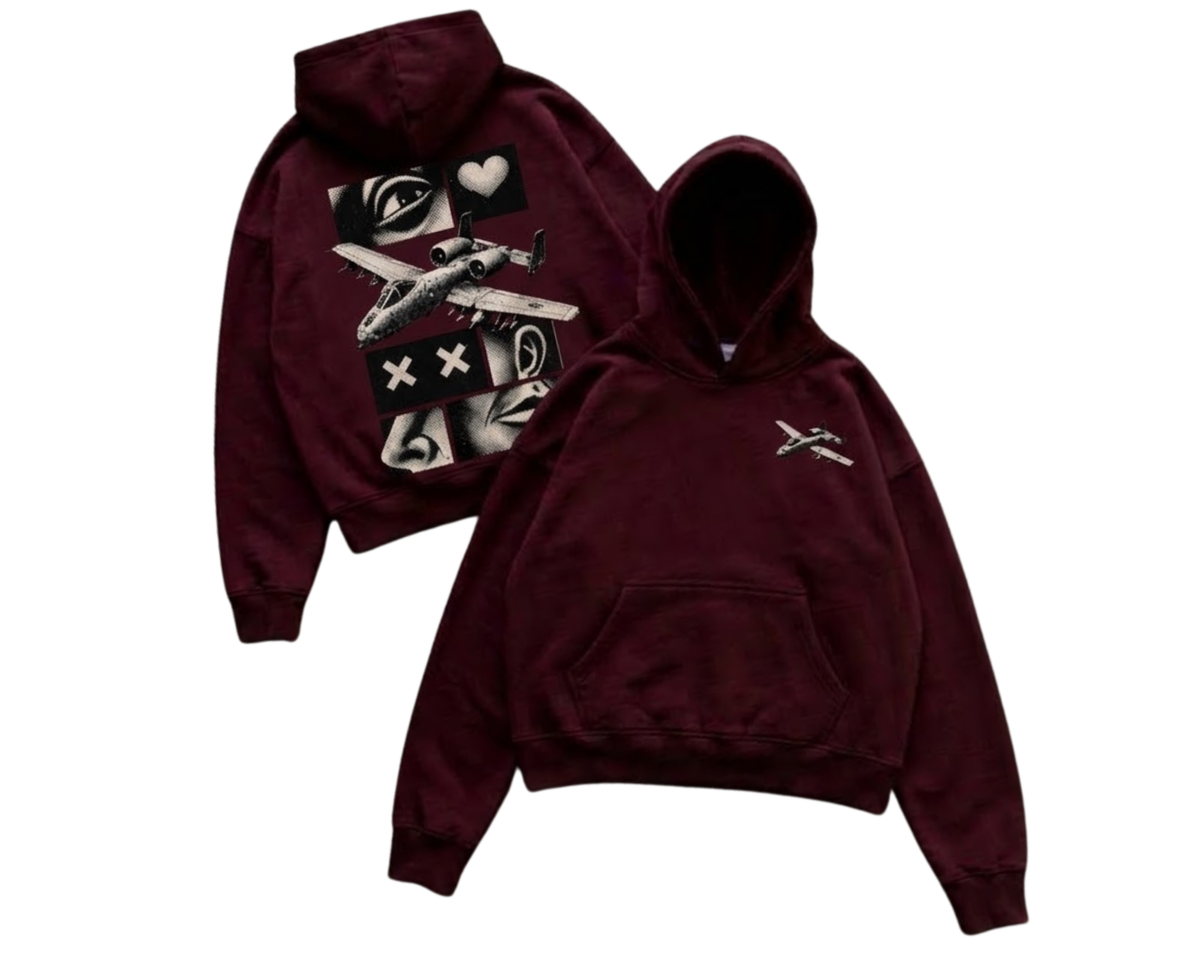“Airplane mode ” Burgandy hoodie